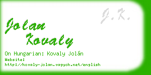 jolan kovaly business card